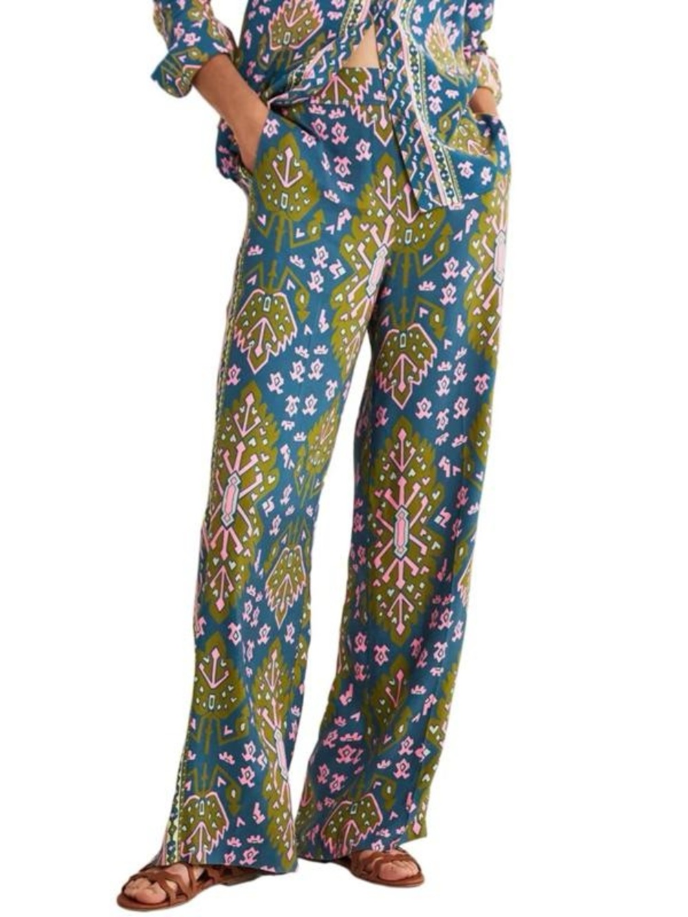 Boden Pull-on Pants in Blue, Olive & Pink